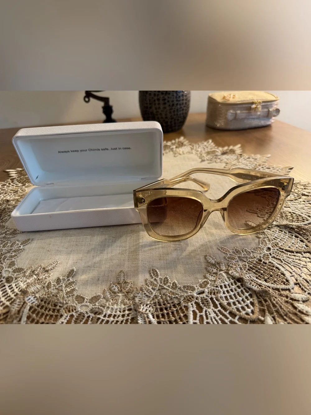 CHIMI Oversized Ecru Sunglasses Gradient Brown Lenses 08 Core NWOT Stockholm